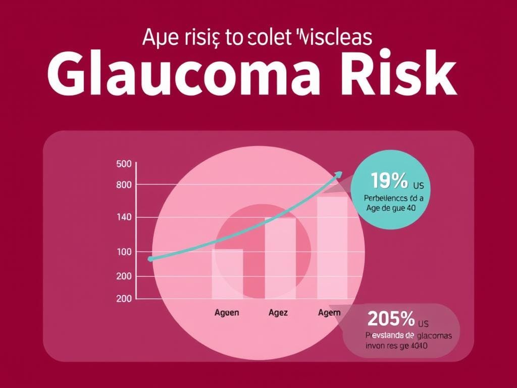 Gráfico mostrando a relação entre idade e risco de desenvolver glaucoma Gráfico mostrando a relação entre idade e risco de desenvolver glaucoma