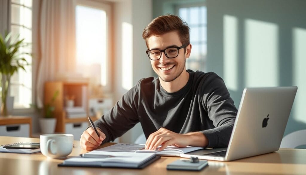 Pessoa aproveitando os benefícios de uma manhã mais leve e produtiva Pessoa aproveitando os benefícios de uma manhã mais leve e produtiva