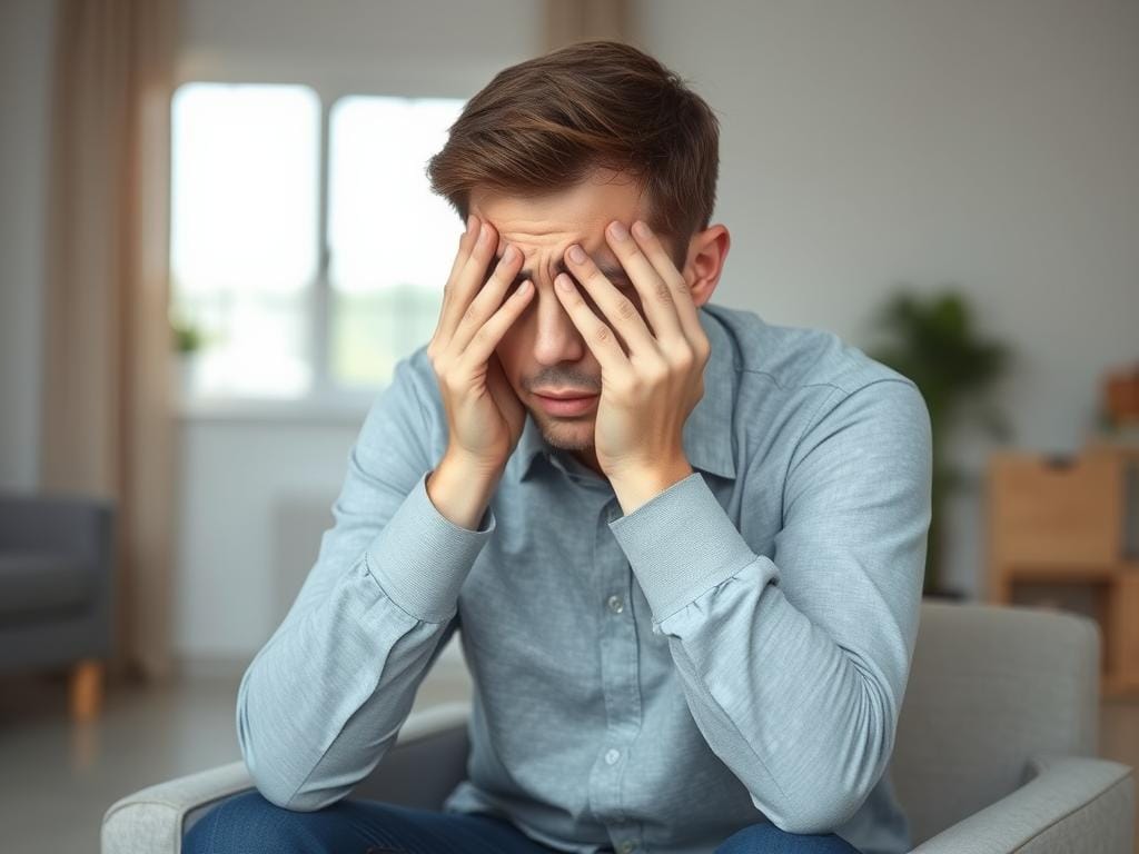 Pessoa demonstrando sinais de ansiedade Pessoa demonstrando sinais de ansiedade