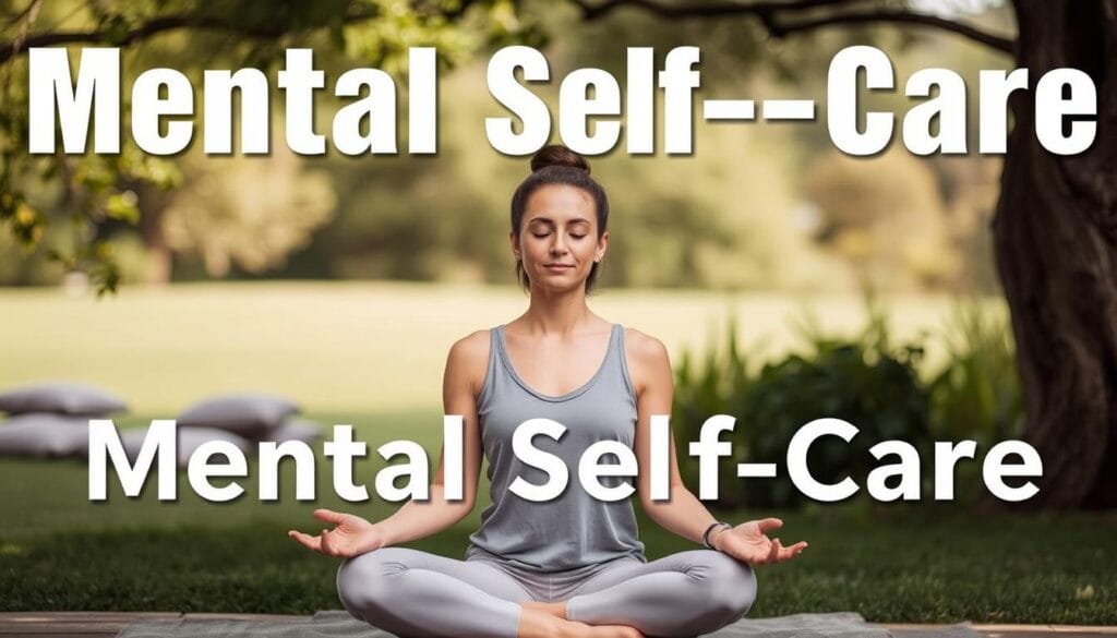 Pessoa meditando como parte de rotinas de autocuidado mental Pessoa meditando como parte de rotinas de autocuidado mental