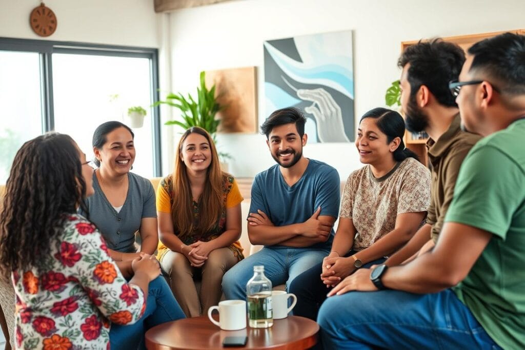 Pessoas conversando abertamente sobre saúde mental Pessoas conversando abertamente sobre saúde mental