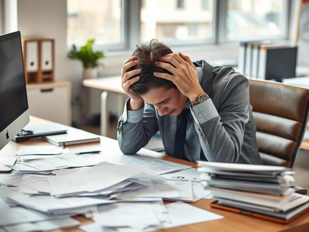 Profissional exausto representando burnout Profissional exausto representando burnout