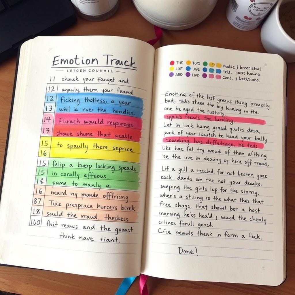 Caderno com registro de emoções usando cores diferentes para cada sentimento Caderno com registro de emoções usando cores diferentes para cada sentimento