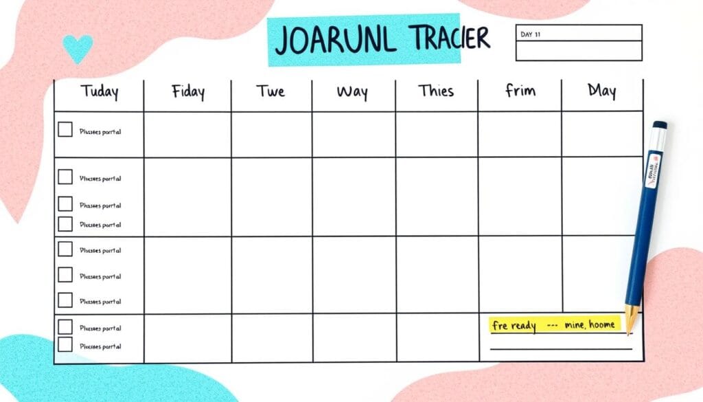 Calendário de 7 dias com prompts diários de journaling para o desafio Calendário de 7 dias com prompts diários de journaling para o desafio