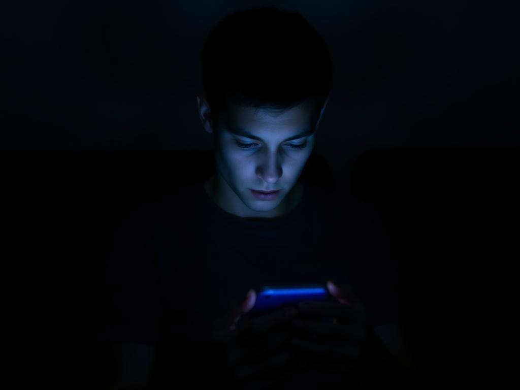 Pessoa absorta em rolagem infinita no smartphone, demonstrando o problema do uso excessivo de redes sociais em um espaço digital não saudável Pessoa absorta em rolagem infinita no smartphone, demonstrando o problema do uso excessivo de redes sociais em um espaço digital não saudável