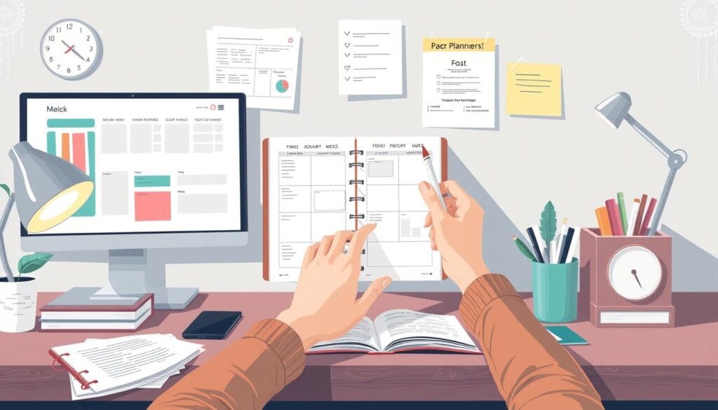 Pessoa utilizando técnicas de organização para reduzir a carga mental Pessoa utilizando técnicas de organização para reduzir a carga mental