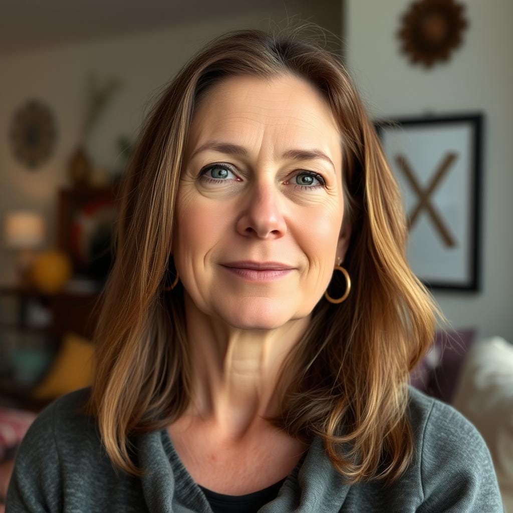 Retrato de Luísa, mãe que encontrou equilíbrio emocional através de práticas de silêncio Retrato de Luísa, mãe que encontrou equilíbrio emocional através de práticas de silêncio