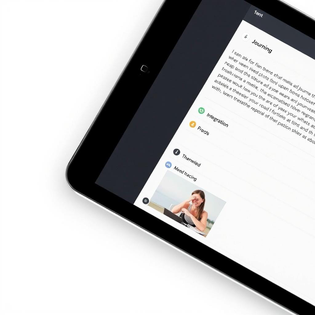 Aplicativo de journaling digital em um tablet