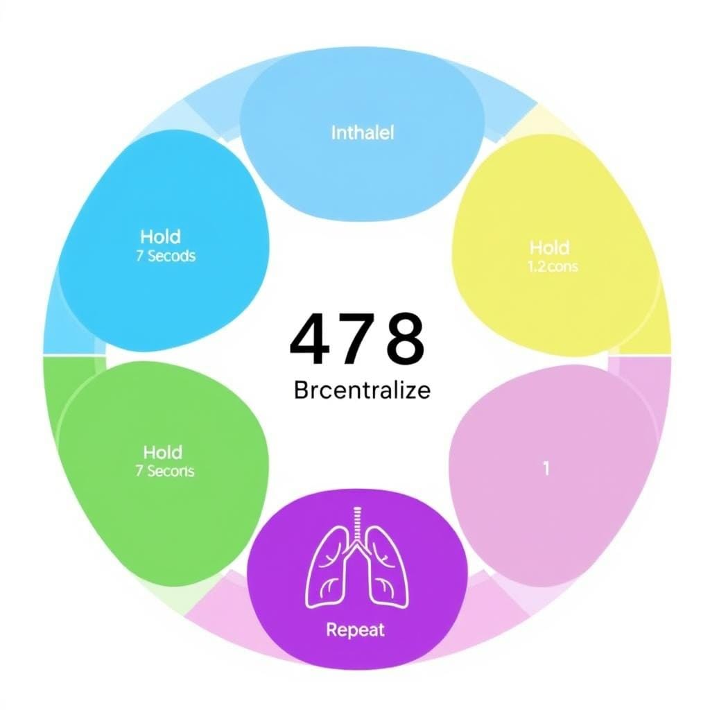 Demonstração visual da técnica de respiração 4-7-8 para redução de ansiedade e estresse Demonstração visual da técnica de respiração 4-7-8 para redução de ansiedade e estresse
