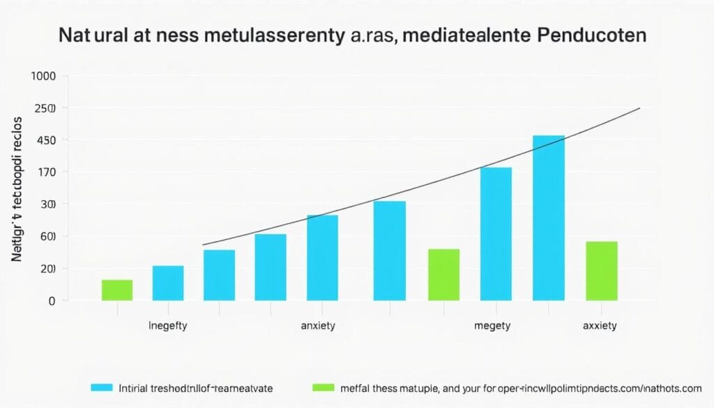 Gráfico comparando eficácia de métodos naturais e medicamentosos para redução de ansiedade e estresse Gráfico comparando eficácia de métodos naturais e medicamentosos para redução de ansiedade e estresse