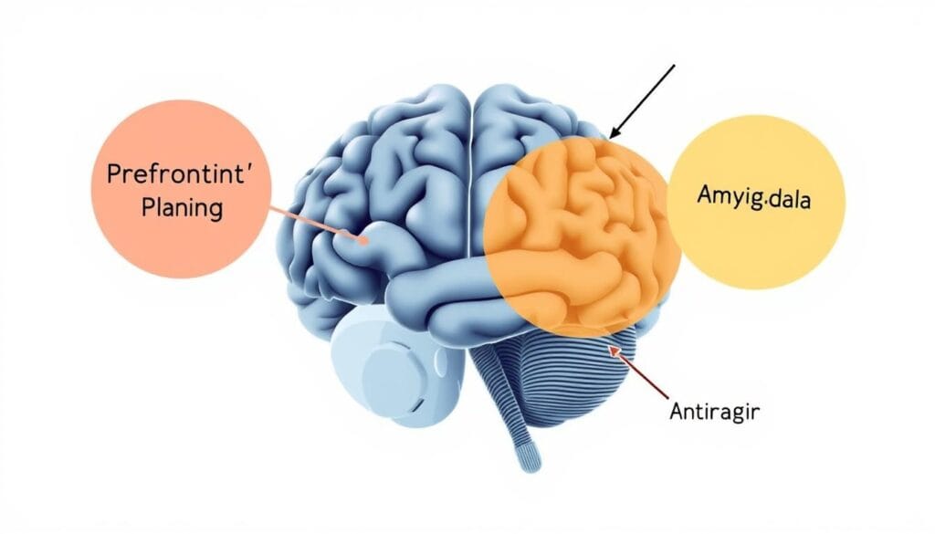 Ilustração do cérebro mostrando áreas ativadas durante o ritual matinal Ilustração do cérebro mostrando áreas ativadas durante o ritual matinal