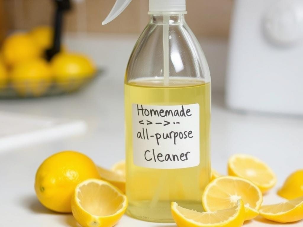 Limpador multiuso natural em frasco spray com cascas de limão e laranja Limpador multiuso natural em frasco spray com cascas de limão e laranja
