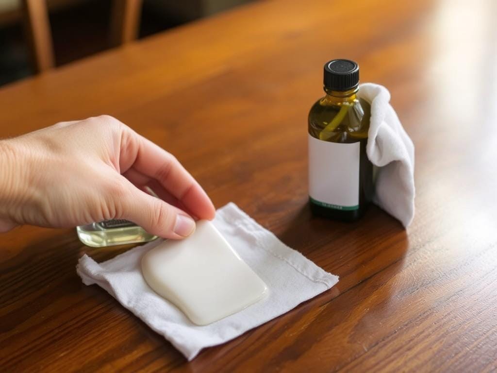 Lustra-móveis natural sendo aplicado em móvel de madeira Lustra-móveis natural sendo aplicado em móvel de madeira