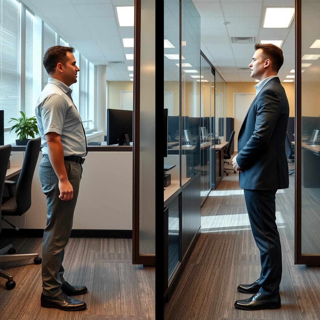 Pessoa com postura melhorada após praticar exercícios de mobilidade regularmente Pessoa com postura melhorada após praticar exercícios de mobilidade regularmente