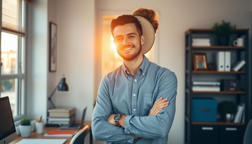 Pessoa começando o dia com energia após realizar o ritual matinal de 15 minutos Pessoa começando o dia com energia após realizar o ritual matinal de 15 minutos