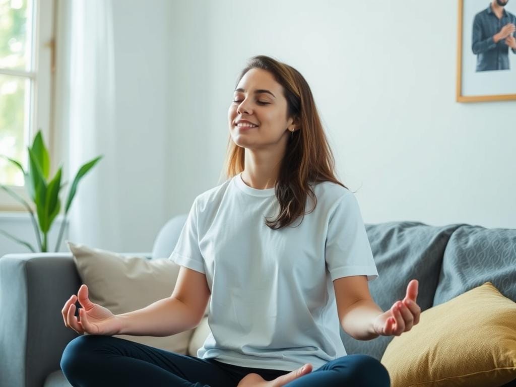 Pessoa praticando meditação de autocompaixão para lidar com a Síndrome do Impostor