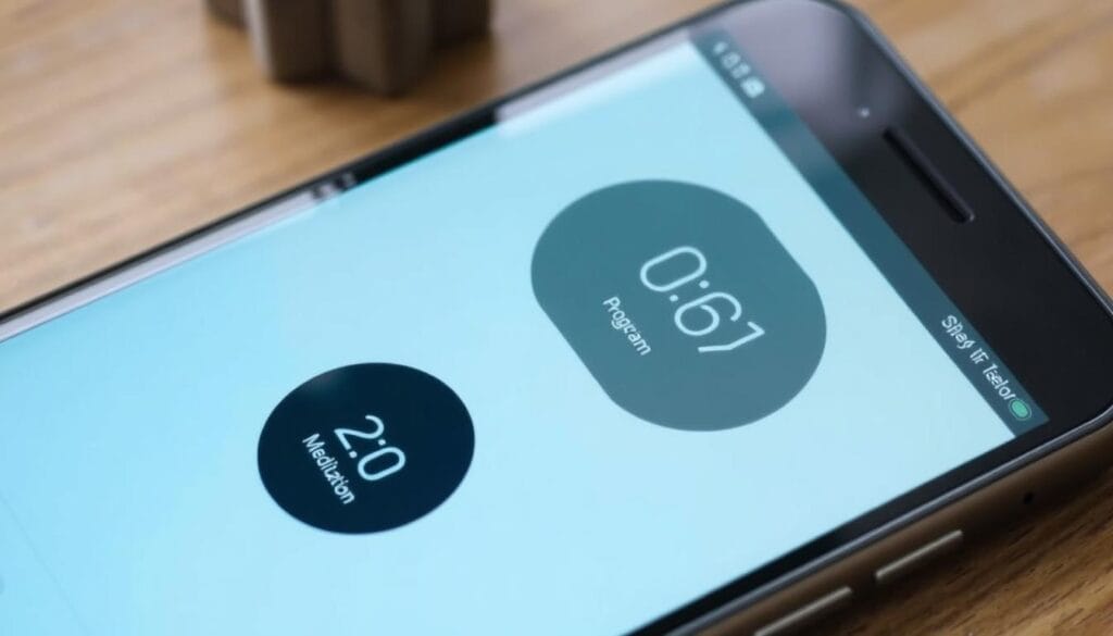 Smartphone mostrando aplicativos para redução de ansiedade e estresse Smartphone mostrando aplicativos para redução de ansiedade e estresse