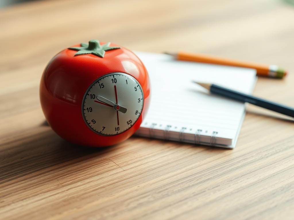 Cronômetro em formato de tomate representando a Técnica Pomodoro tradicional