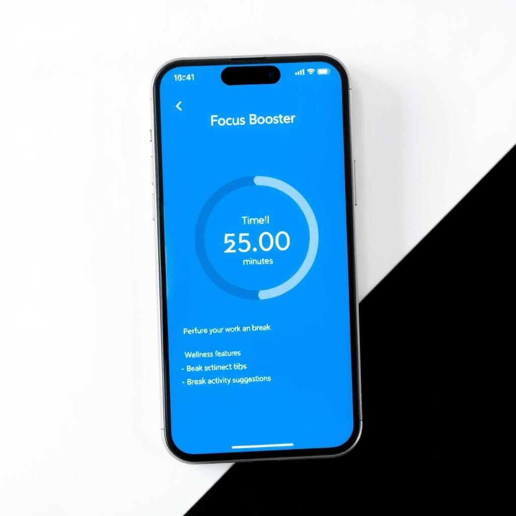 Interface do aplicativo Focus Booster para Técnica Pomodoro