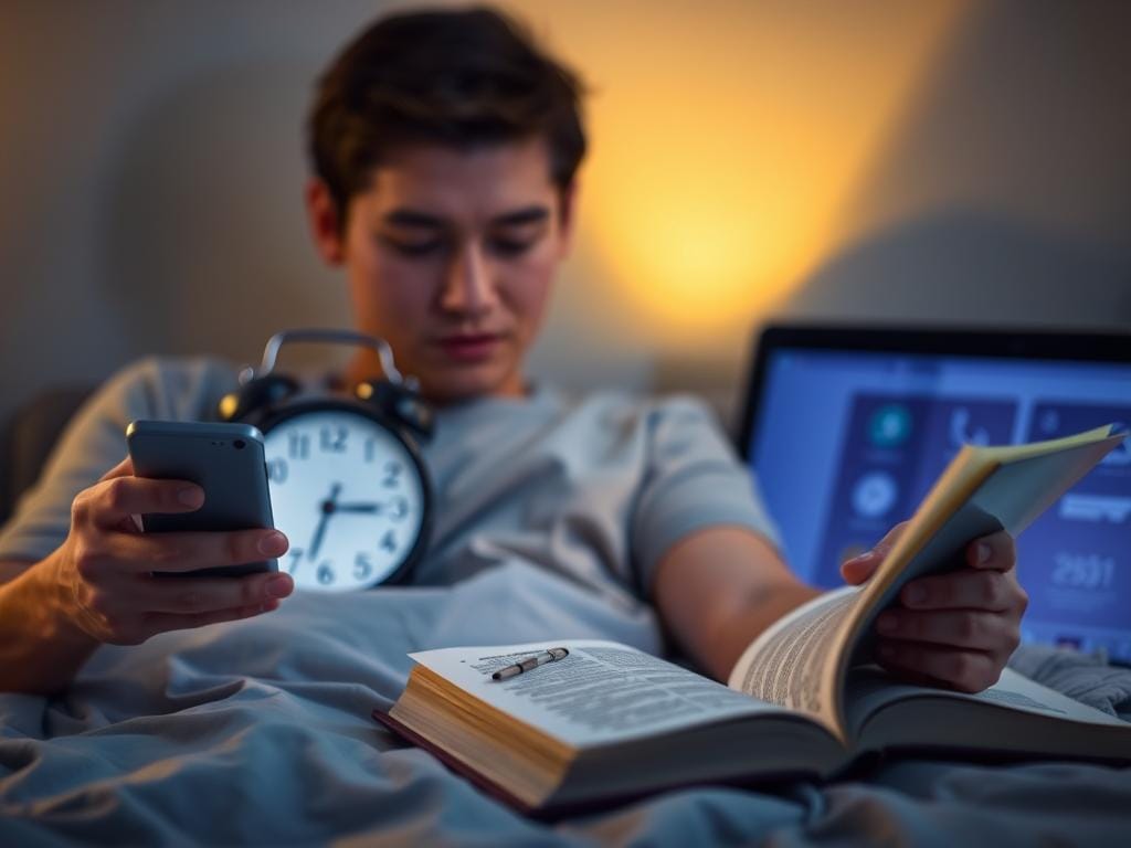 Pessoa desligando dispositivos eletrônicos duas horas antes de dormir para melhorar a higiene do sono Pessoa desligando dispositivos eletrônicos duas horas antes de dormir para melhorar a higiene do sono