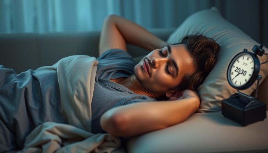 Pessoa fazendo um cochilo curto durante o dia, respeitando as regras da higiene do sono Pessoa fazendo um cochilo curto durante o dia, respeitando as regras da higiene do sono