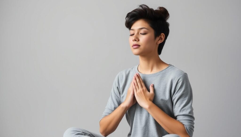 Pessoa praticando técnicas de respiração para lidar com críticas