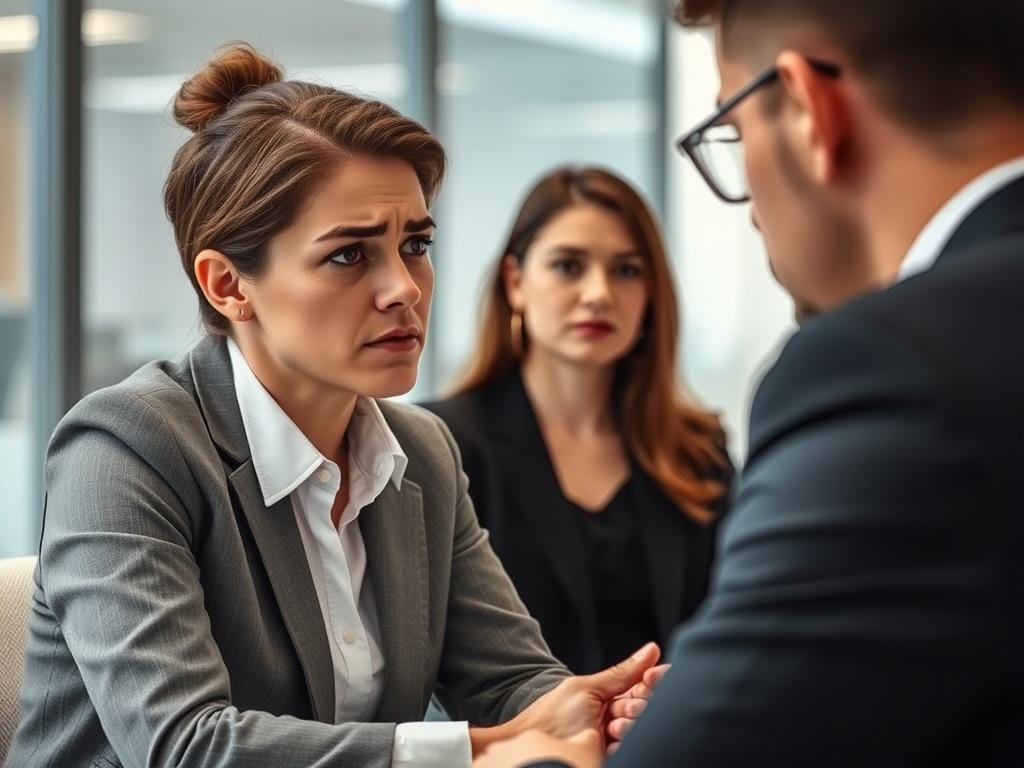 Pessoa recebendo críticas no ambiente de trabalho