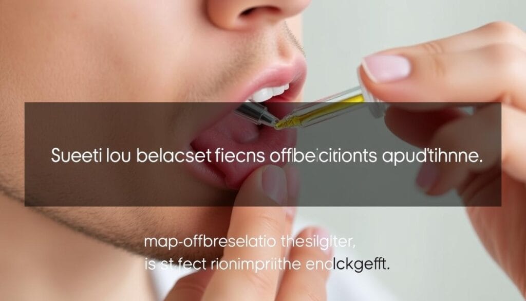 Demonstração da aplicação correta das gotas de Folifix embaixo da língua