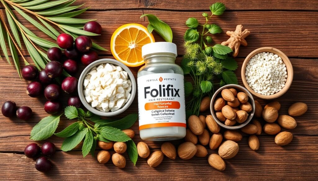 Ingredientes naturais que compõem a fórmula do Folifix restauração capilar