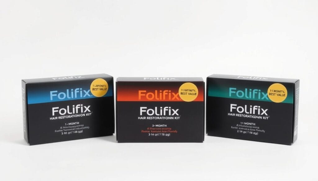 Kits promocionais do Folifix restauração capilar com diferentes opções de tratamento