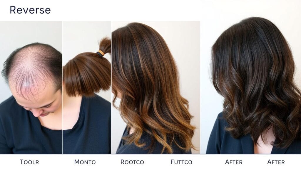 Linha do tempo mostrando a evolução dos resultados com o uso do Folifix ao longo de 5 meses