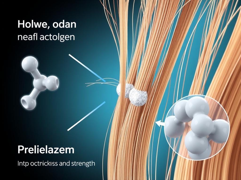Ilustração da ação do colágeno na estruturação dos fios para o Folifix crescimento acelerado dos fios