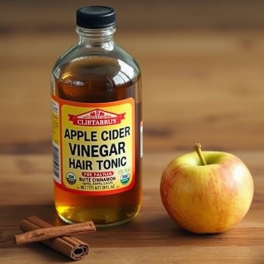 Tônico de vinagre de maçã com canela em frasco de vidro Tônico de vinagre de maçã com canela em frasco de vidro